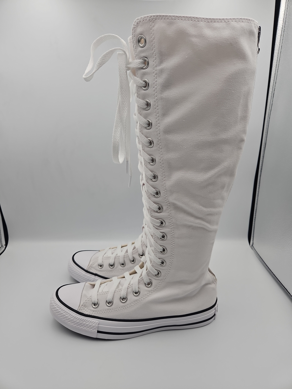 Converse White Knee-High Lace-Up Canvas Boots